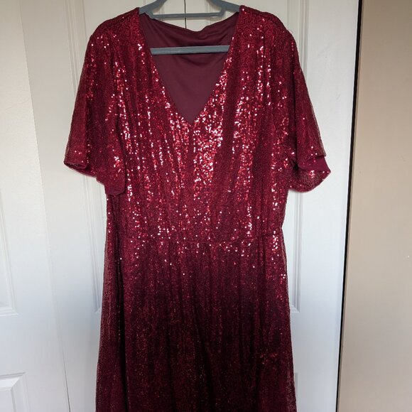 BLOOMCHIC Sequin V Neck Elastic Waist Dress SIZE 3X - Picture 2 of 3